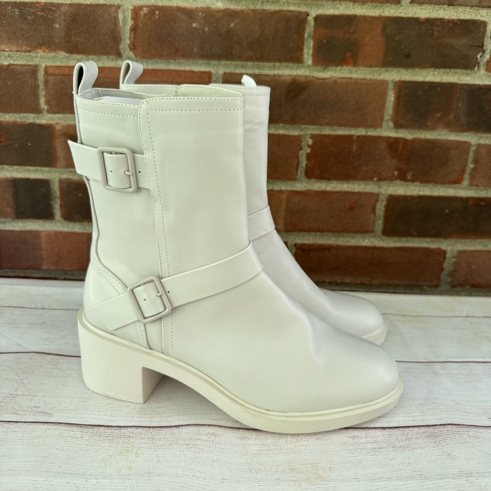 Alfani Chantel White Block Heel Ankle Boots Women’s US 9 M